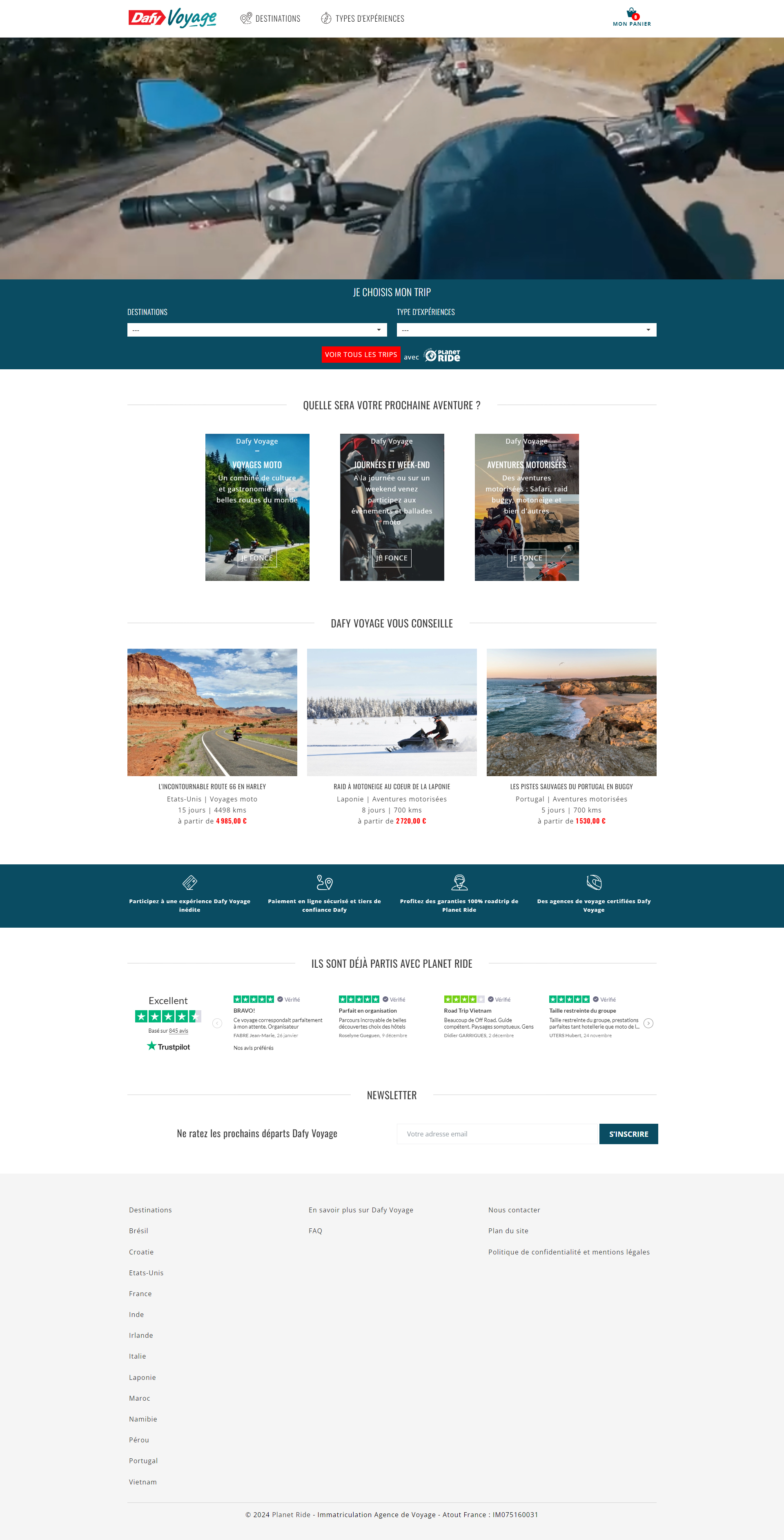 Capture de la plateforme Dafy Voyage